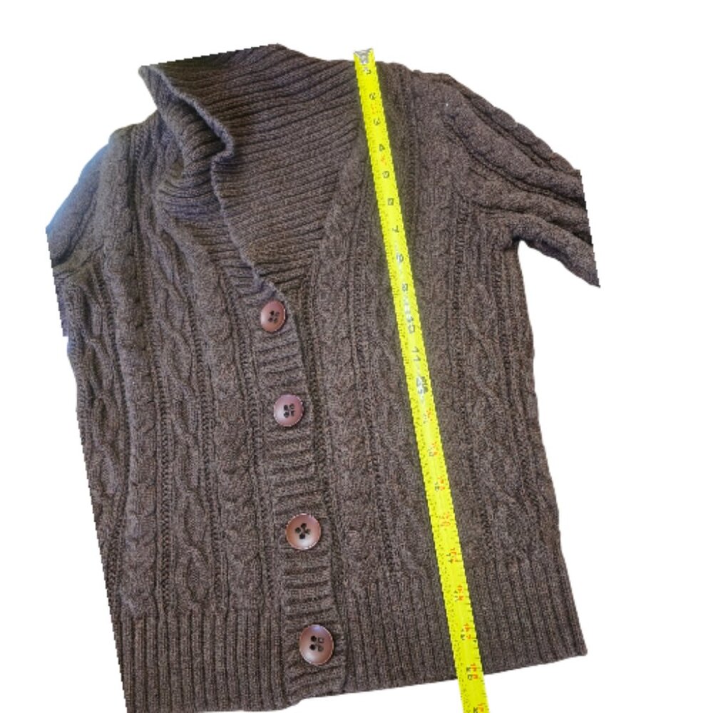 Y2K Chocolate Brown Cable Knit Sweater sz S - Picture 9 of 12